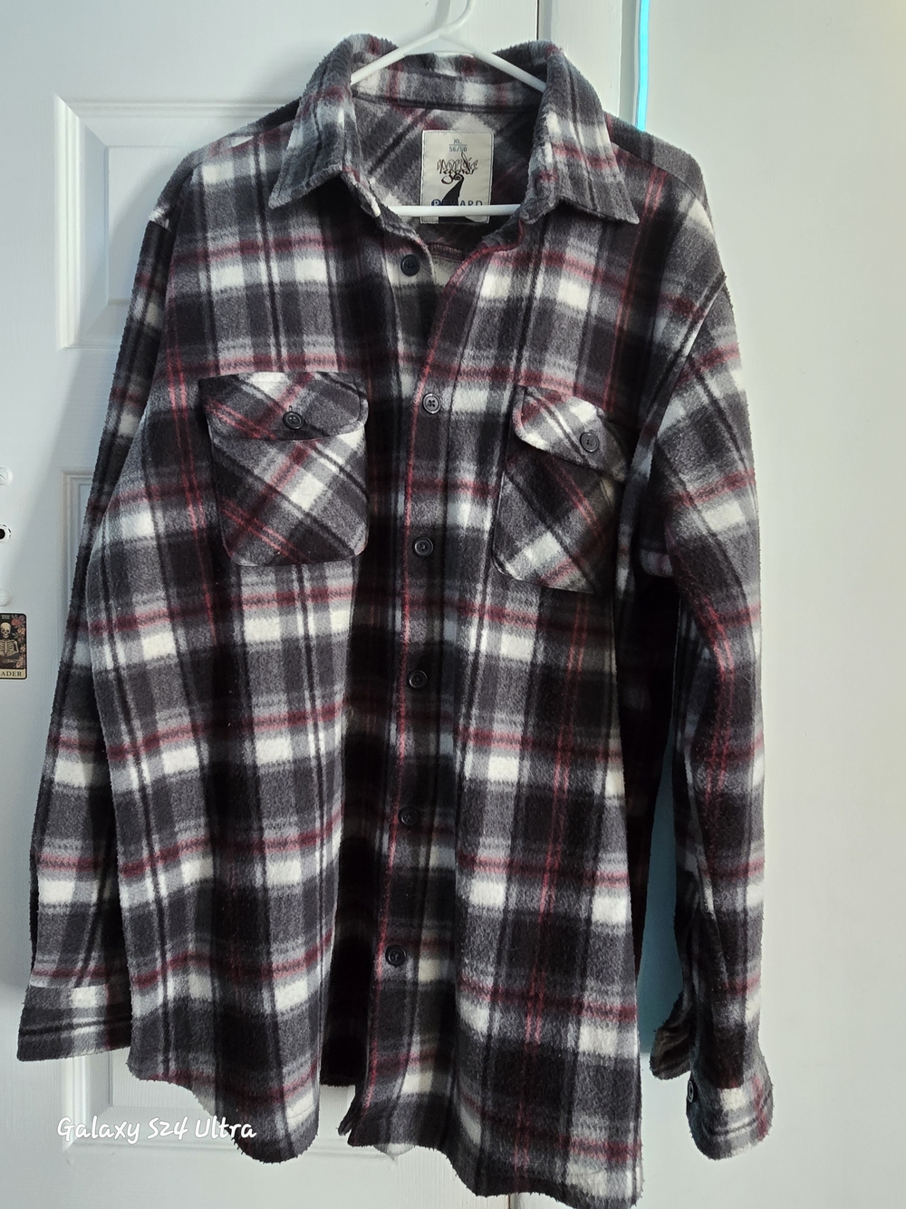 Plaid Flannel Shirt - Black, White & Red - Unbranded